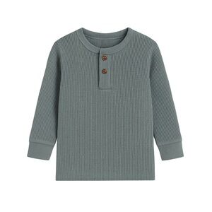 COLORED ORGANICS- Jones Waffle Knit Henley Raglan Shirt
